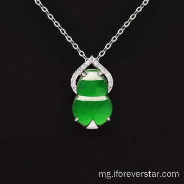 White Gold Gourd Emerald Pendant